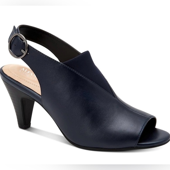 Alfani Shoes - Alfani Jasmynee Navy Shootie Heels Size 8M Step N Flex Slingback Peep Toe NEW